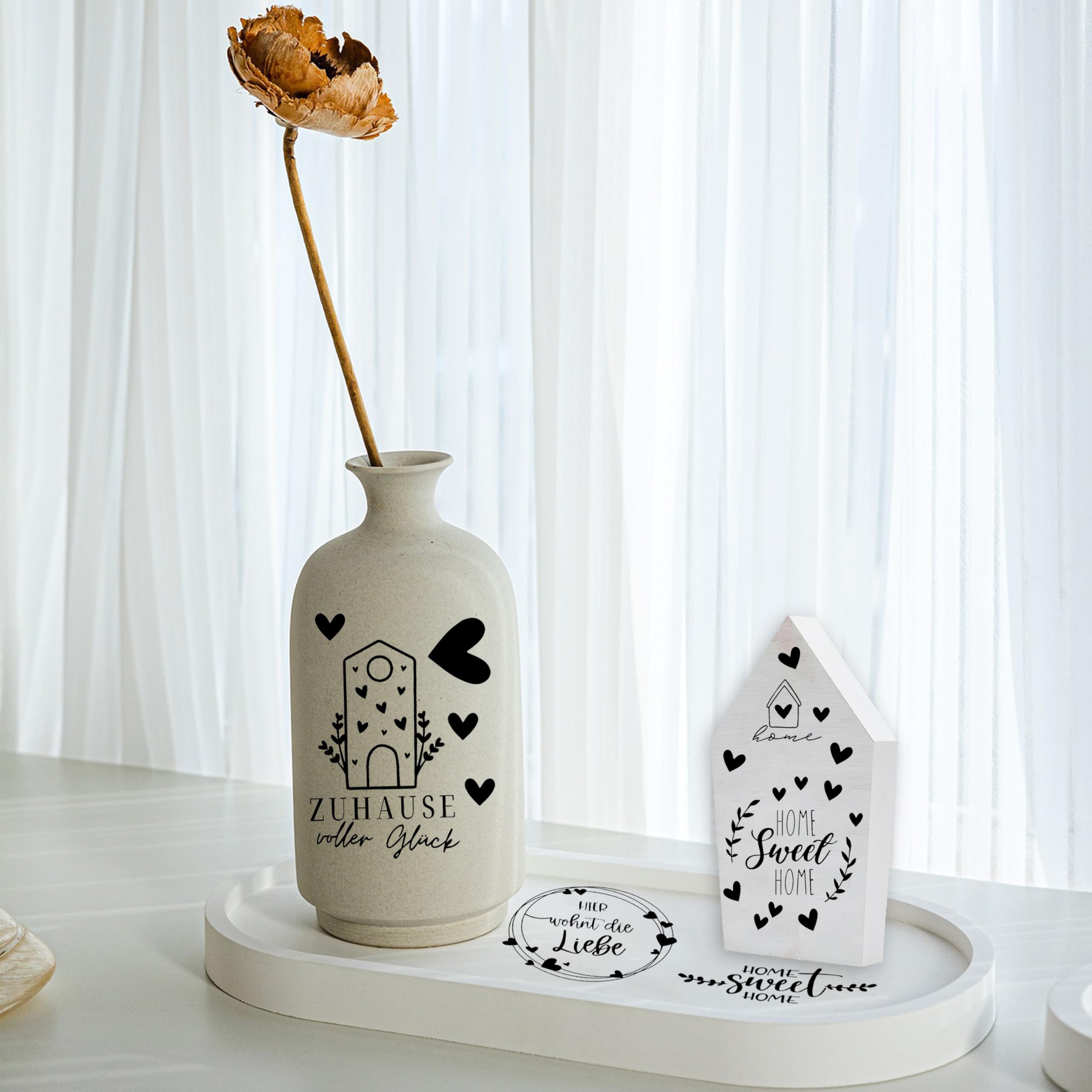 Hongma Rub On Lot De 2 Autocollants 19 X 14 Cm Grand Format Famille Feuilles D'eucalyptus Transferts Avec Dictons Pour Keraflott Meubles Verre Bois DIY Décoration Rub On Film Rubons