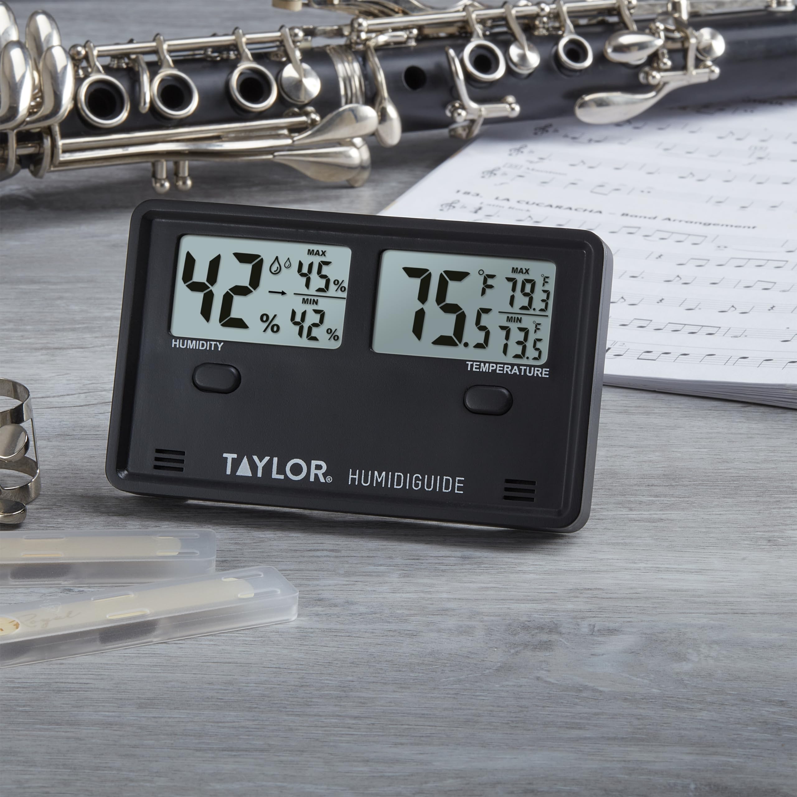 Taylor Termómetro e higrómetro digital inalámbrico para interiores y exteriores, pantalla dual para temperatura y humedad, fácil de leer para el hogar, oficina, invernadero, guardería y áreas