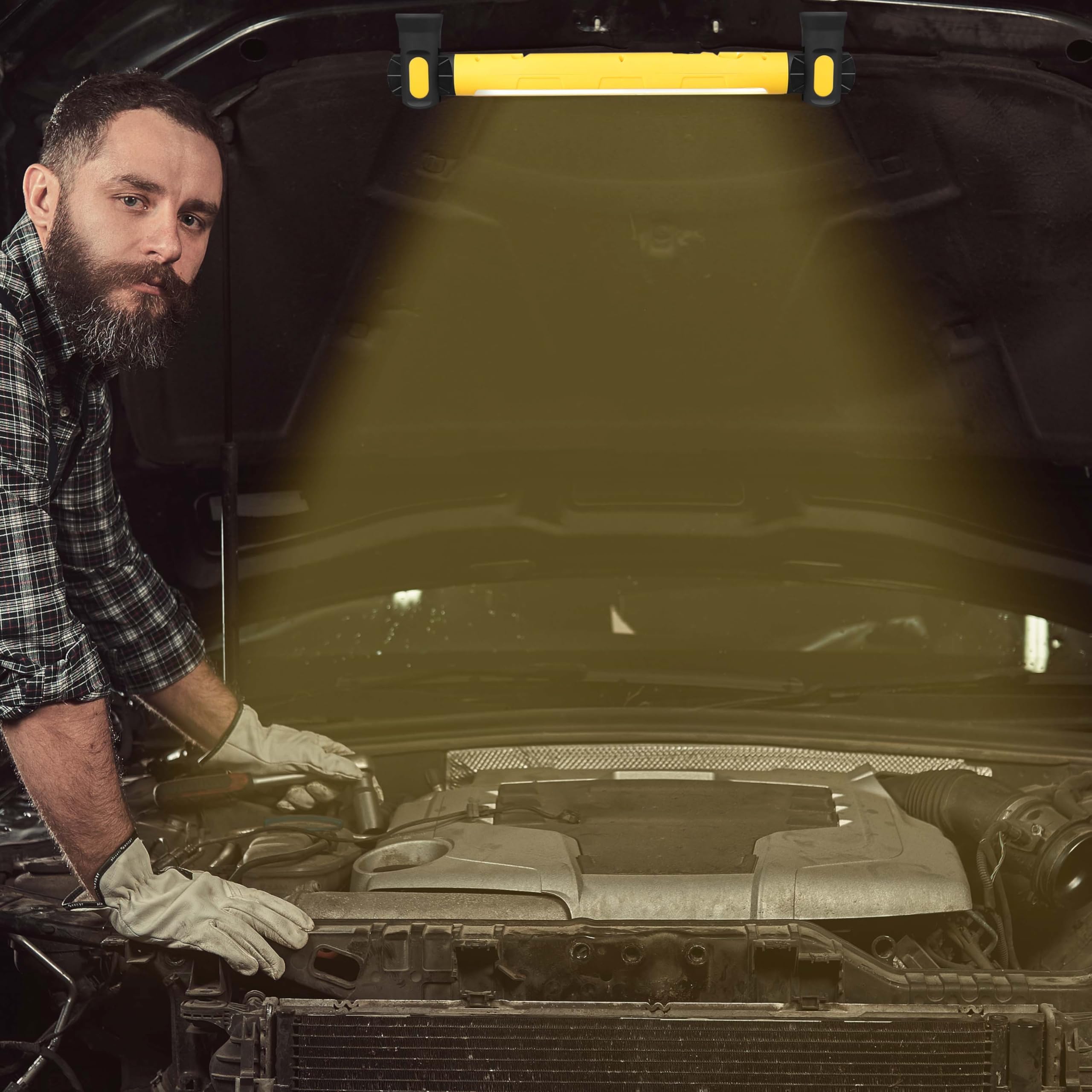 Luce da lavoro a LED ricaricabile, barra sottocofano magnetica pieghevole