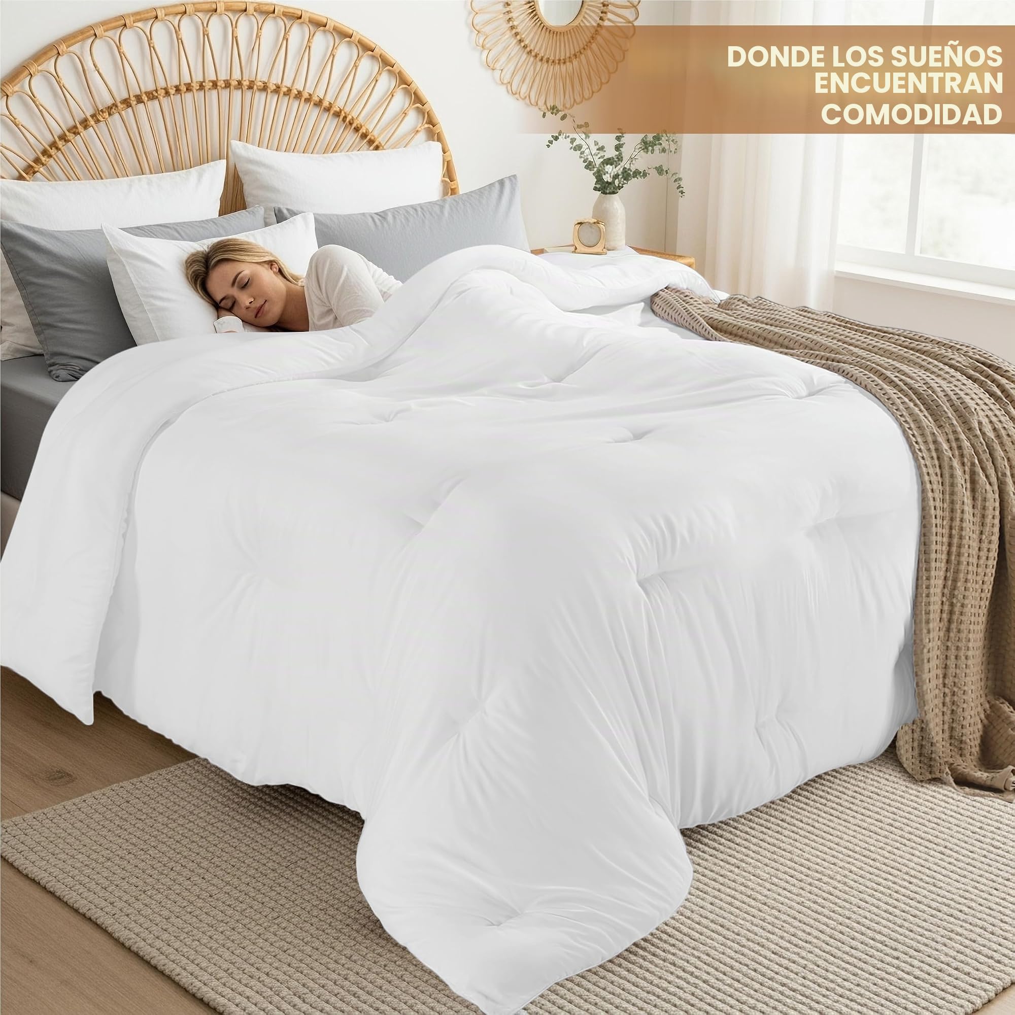 Utopia Bedding - Edredón para Todas Las Estaciones, Relleno de Microfibra de Felpa de 250 g/m², Relleno de edredón Acolchado con pestañas de Esquina, Colcha con Bordes cosidos