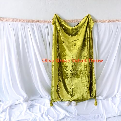 Miniatura 3 de Sophia-Art Manta de terciopelo triturado de lujo con borlas, para sofá o cama, manta suave, bohemia y cálida, acogedora y ligera para mascotas (50 x