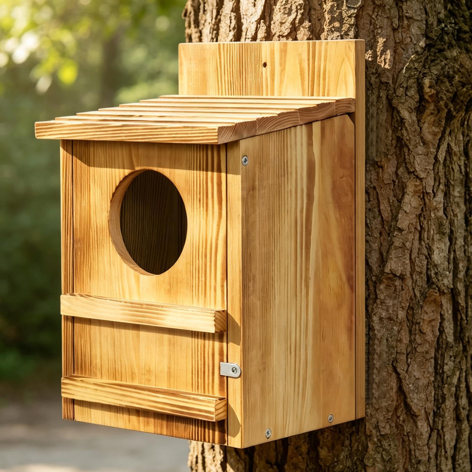 Sów 37 X 23 Cm Wodoodporne Schronienie Zwierząt Z Grzędą | Drewniana lęgowa z wkrętami montażowymi Do Obserwacji Dzikiej Przyrody Na Drzewie W