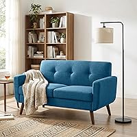 Vista 12 de Tbfit Sofá moderno de mediados de siglo, beige, sofá biplaza y silla decorativa linen fabric, button tufted, solid wood foot, pocket spring, wood