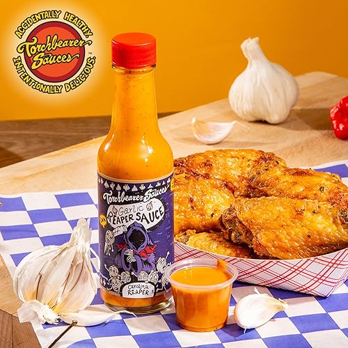 Miniatura 4 de Torchbearer Sauces Salsa de Garlic Reaper, 5 onzas – Carolina Reaper Peppers – Todo natural, vegano, sin extractos, fabricado en Estados Unidos y