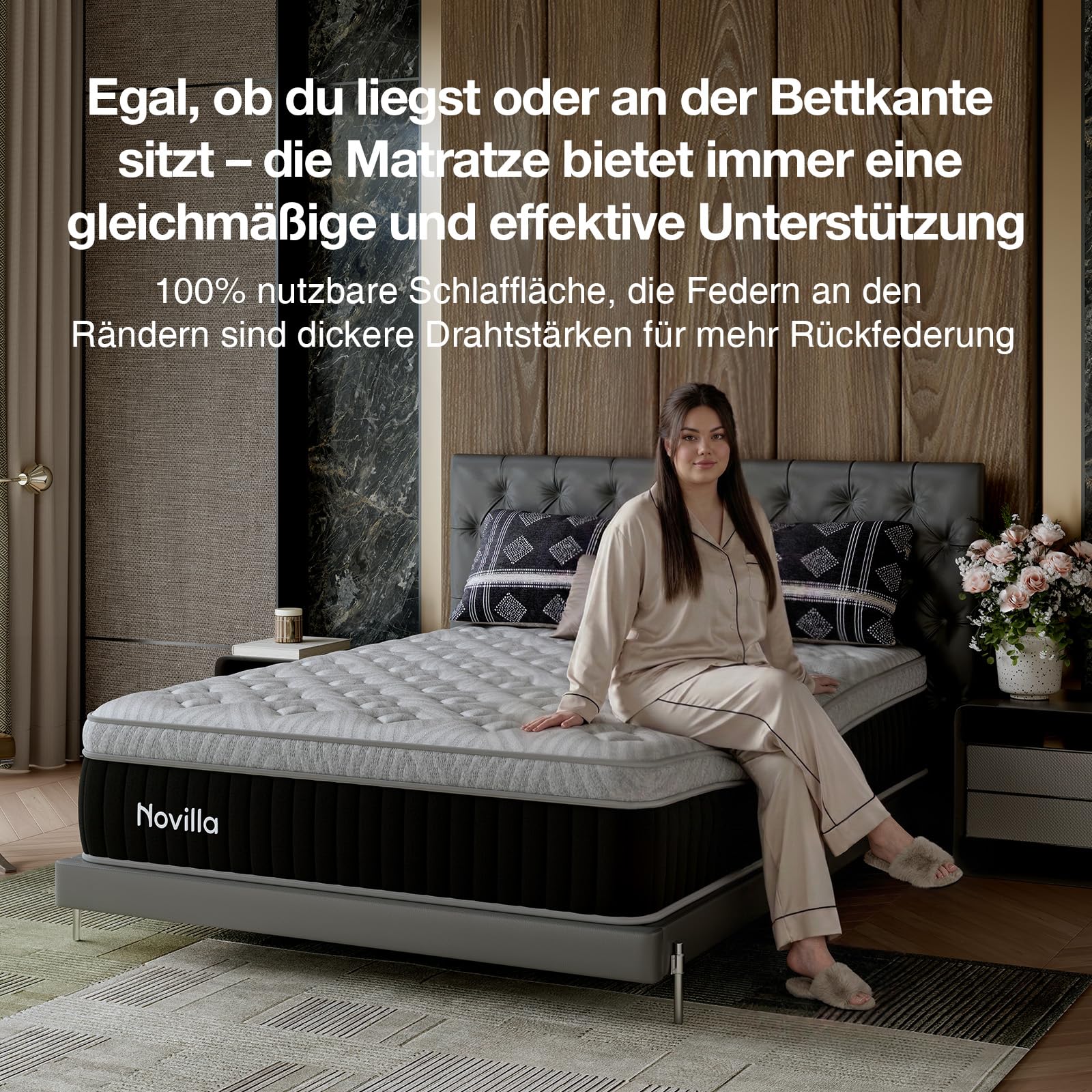 Novilla Matratze 180x200 cm, Härtegrad H3 und H4, 30 cm Höhe 7-Zonen-Stützung Hybrid, Memoryschaum und Federkernmatratze mit Taschenfedern, Kühlende & atmungsaktive Bezug, Öko-Tex Zertifiziert