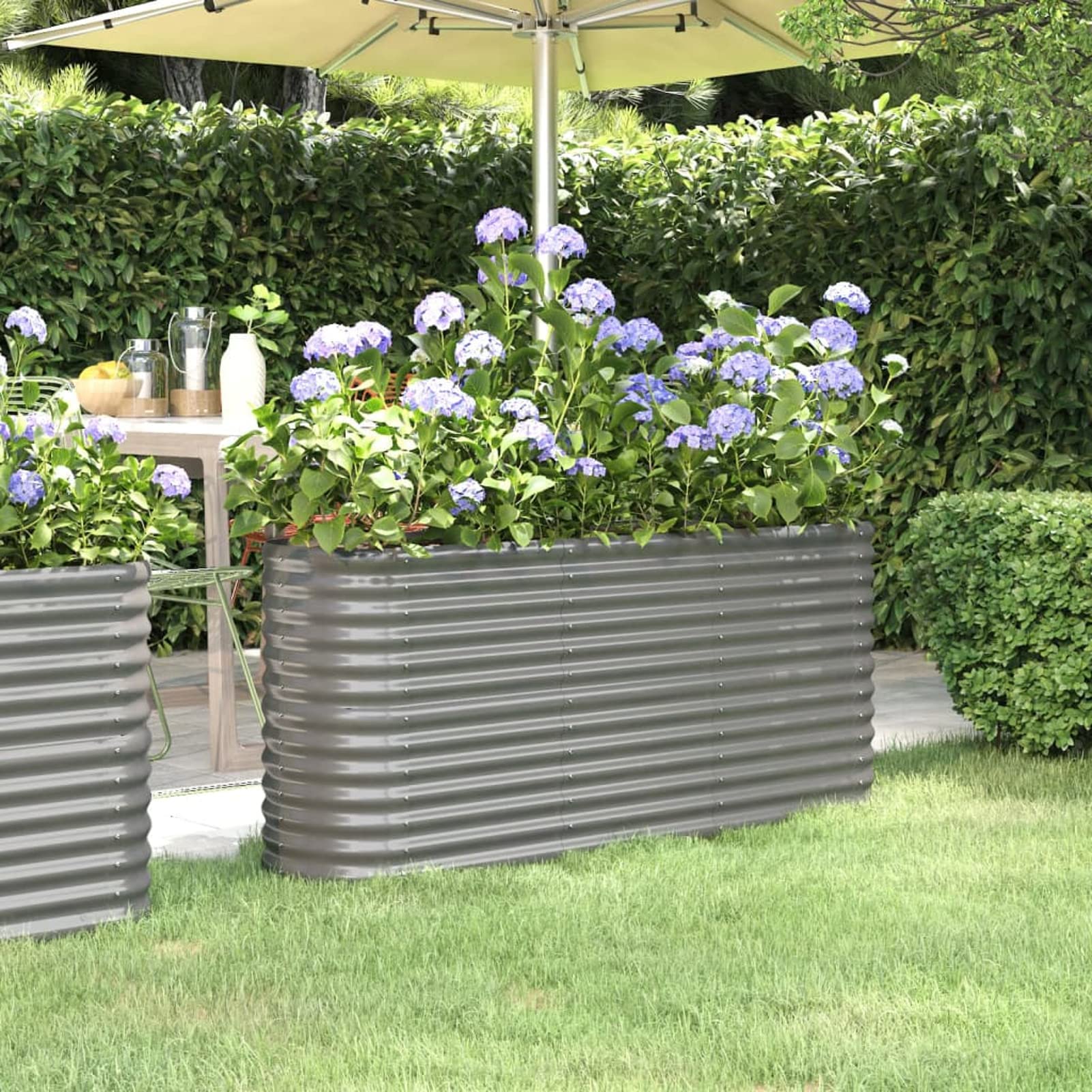 IKAYAA Raised Beds for Garden Metal Raised Bed Galvanised Steel Outdoor Planters Garden Planter for Herb Growing Fruits Flower -grey-152 x 40 x 68 cm