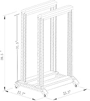 Vista 3 de Raising Electronics Estante de marco abierto para servidores, 4 postes de 19 pulgadas, ajustable para servidores/audio, acero laminado en frío