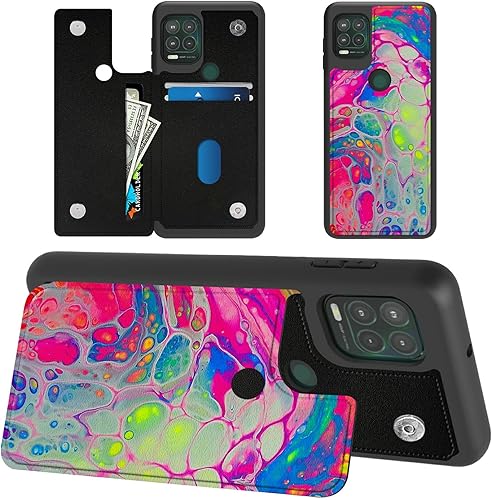 Funda tipo cartera de mármol abstracto para Moto G Stylus 5G 2021 con tarjetero y bloqueo RFID, piel sintética suave, función atril, cierre