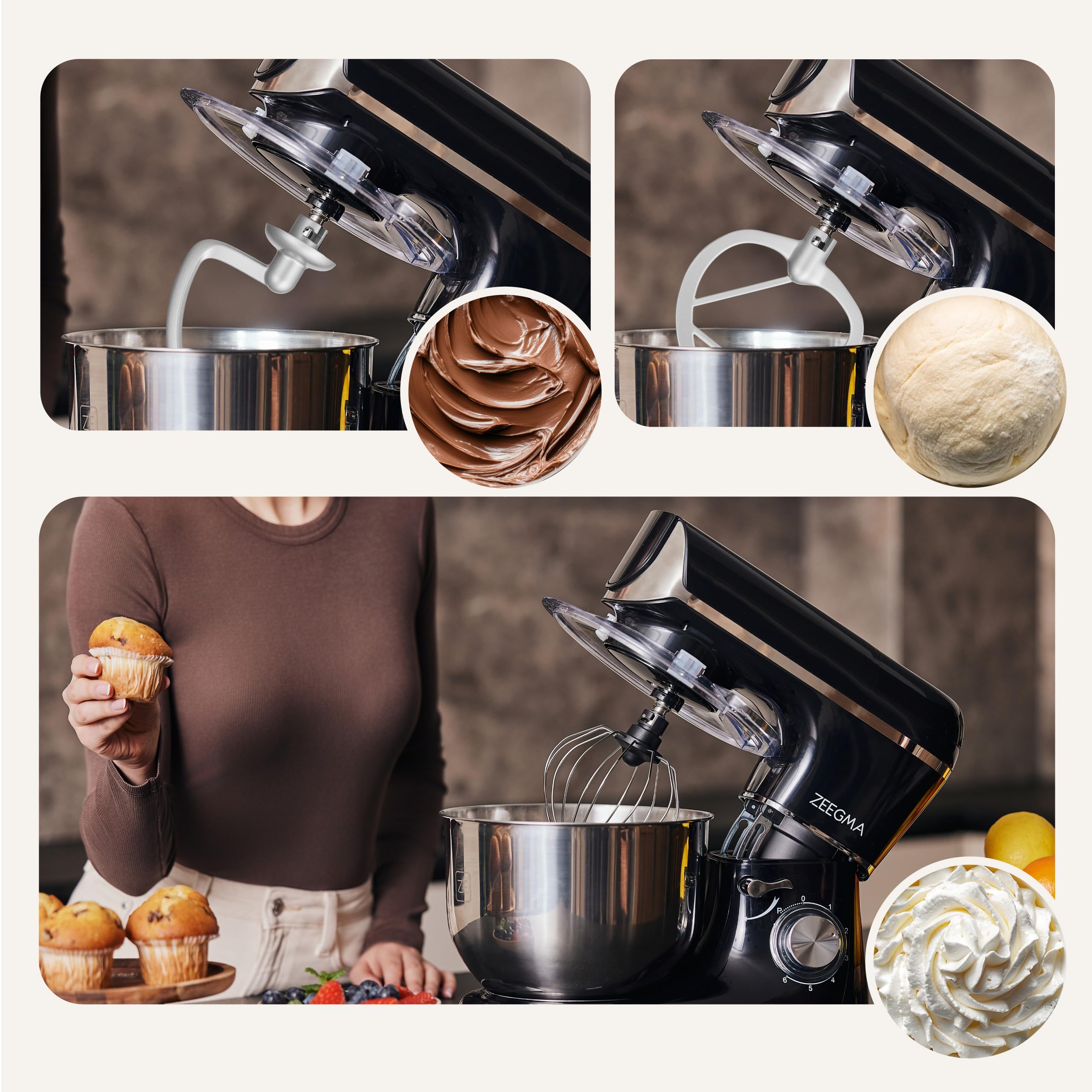 ZEEGMA PLANEET MULTI 1900W Küchenmaschine - 3-in-1 Mit 6,2L Schüssel & Fleischwolf