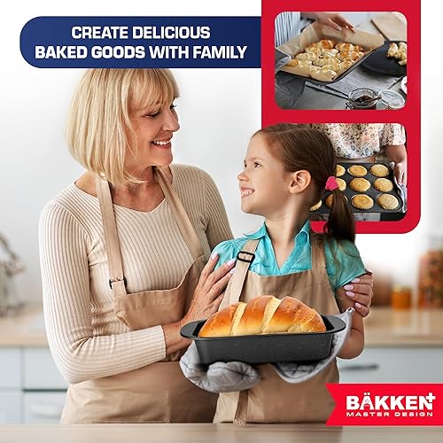 Miniatura 8 de BAKKEN - Juego de 6 sartenes de cocina para hornear, acero al carbono de grado comercial, con revestimiento antiadherente, diseño apilable y que