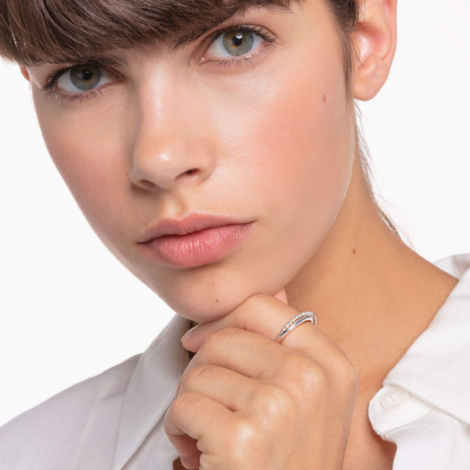 THOMAS SABO Ring doppel Kugeln silber 925 Sterling Silber TR2321-001-21