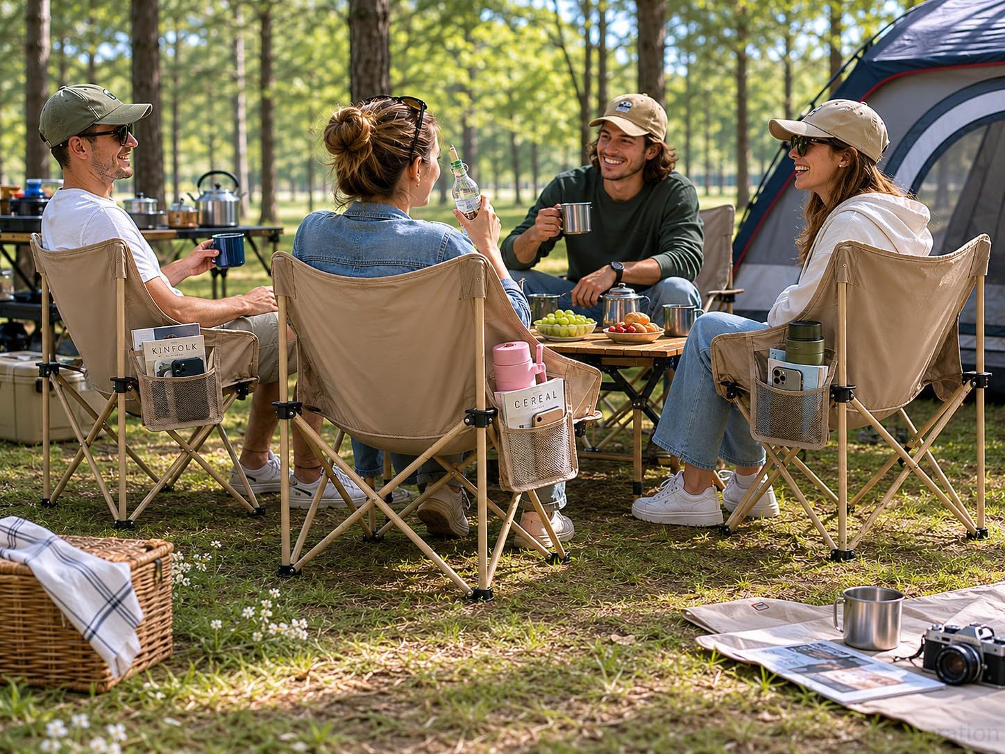 Folding Camping Chair Set, 4 Pack Portable Outdoor Chairs image 5
