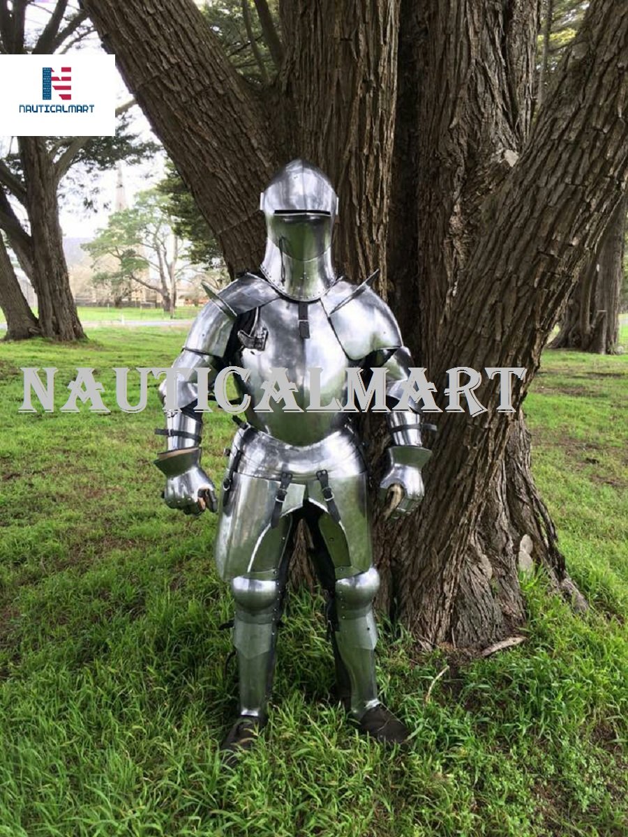 NauticalMart Armour Suit Knight Armor Full Body Breastplate 17th Century Battle Ready LARP Combat Silver