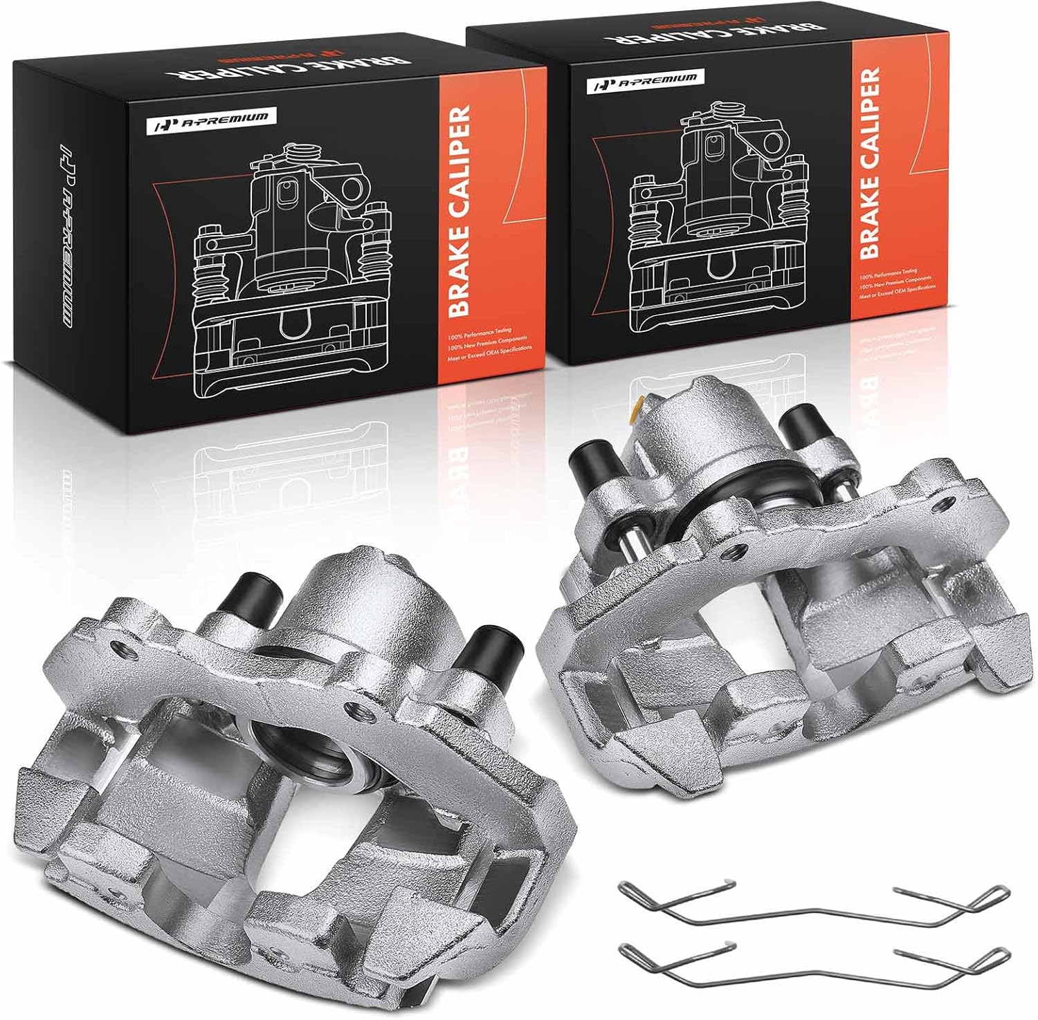 A-Premium Disc Brake Caliper Assembly with Bracket Compatible with Select Ford Models - Focus 2002 2003 2004, L4 2.0L - Front Driver and Pasenger Side, 2-PC Set