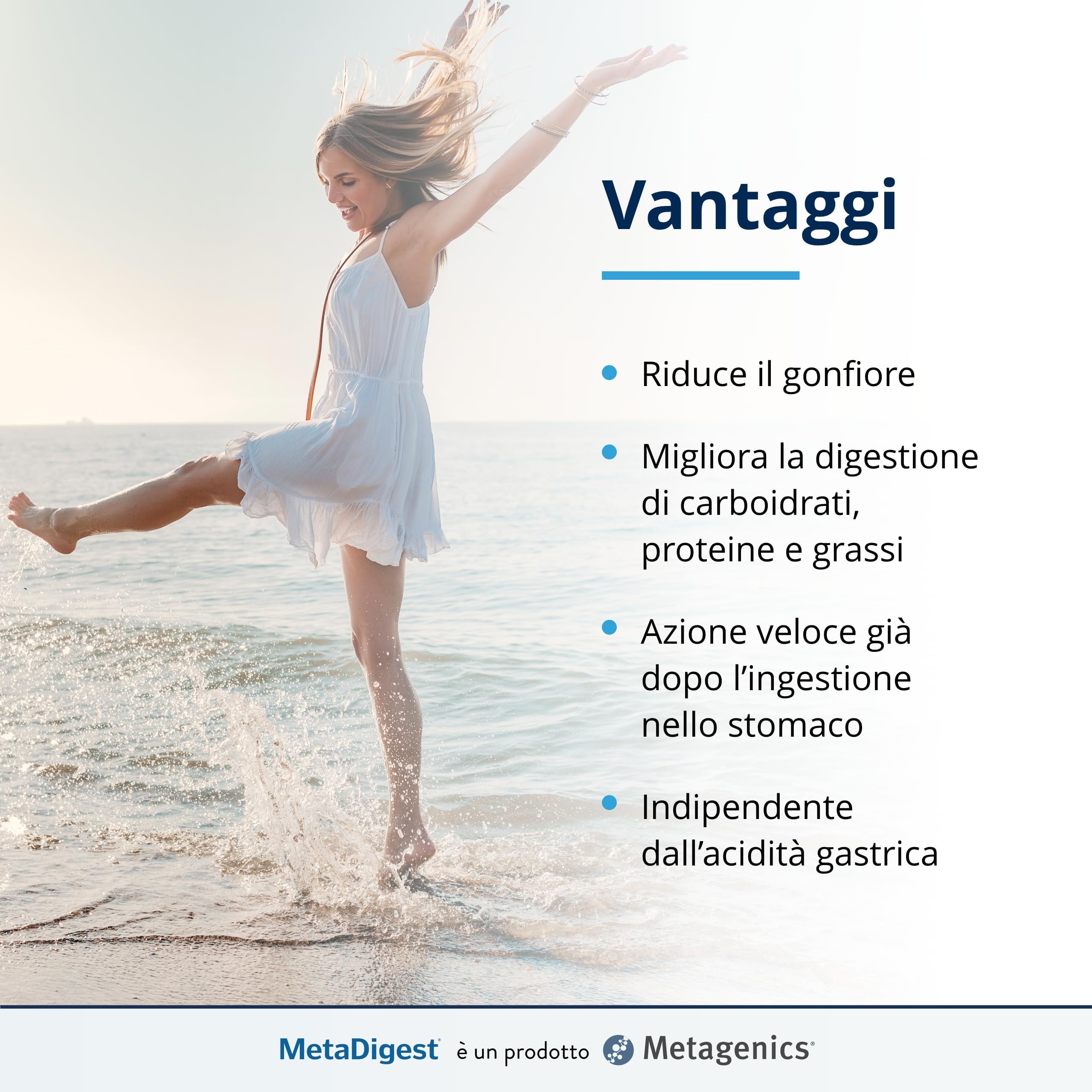 Metagenics MetaDigest Total - Riduzione Gonfiore e Digestione Veloce - 60 Capsule