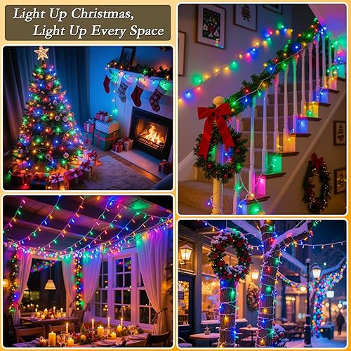 Miniatura 7 de Tira de luces LED para árbol de Navidad de 66 pies, 200 luces LED de color blanco cálido brillante a multicolor, para exteriores, para casa, luces