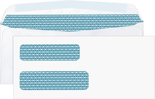 Vista 7 de Aimoh 500#10 Sobres de correo comercial de seguridad de doble ventana – para facturas, declaraciones y documentos legales – Cierre GUMMED, teñido