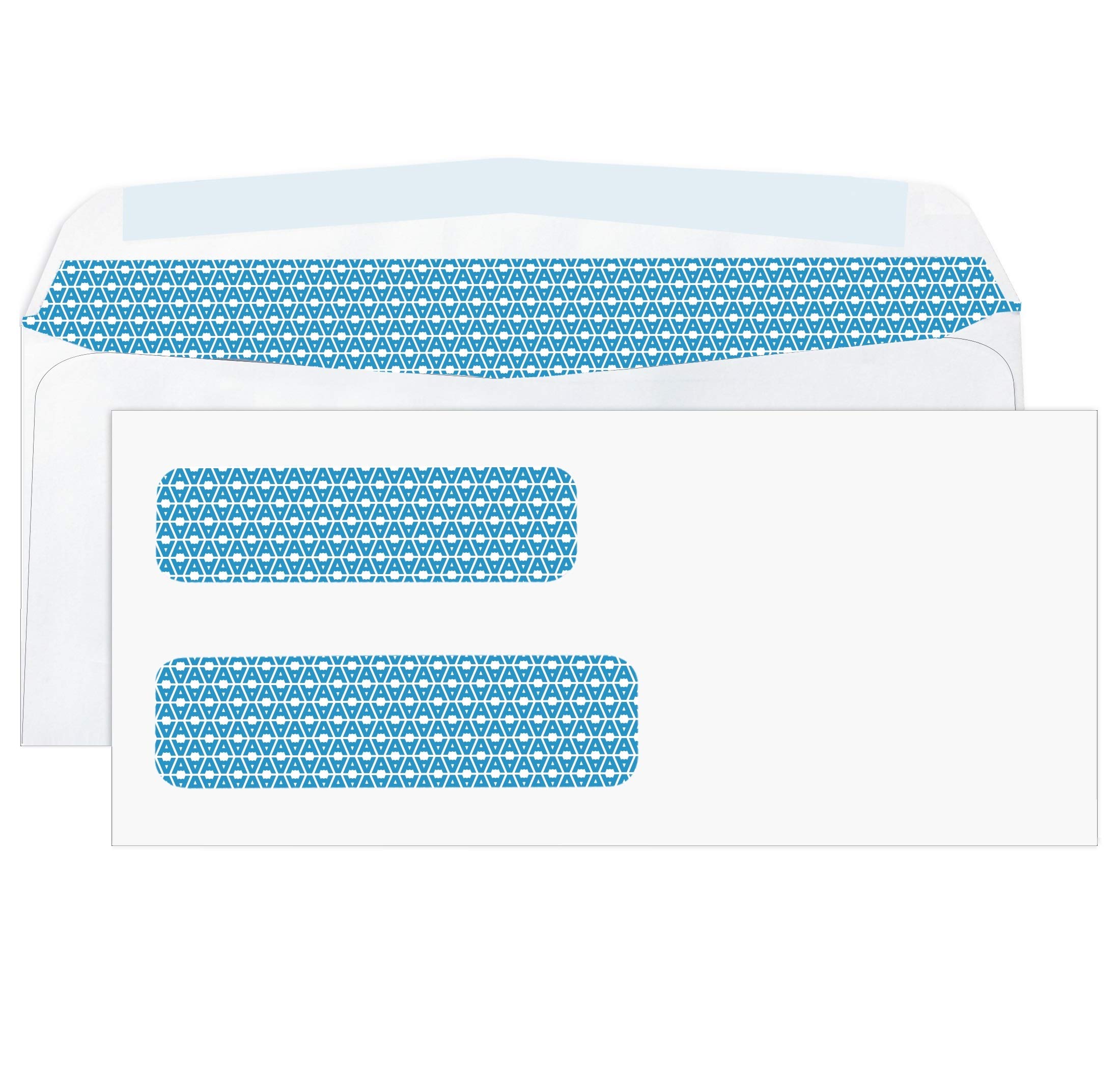 Lot de 500 enveloppes d'expédition de sécurité à double fenêtre – Pour factures, relevés et documents juridiques – Fermeture gommée – Taille 10,9 kg – Blanc – 10,9 kg – 500 pièces (30101)