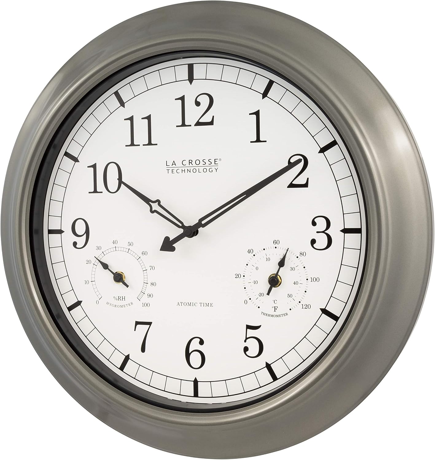 La Crosse Technology WT-3181PL-INT 18 inch Atomic Outdoor Clock with Temperature & Humidity