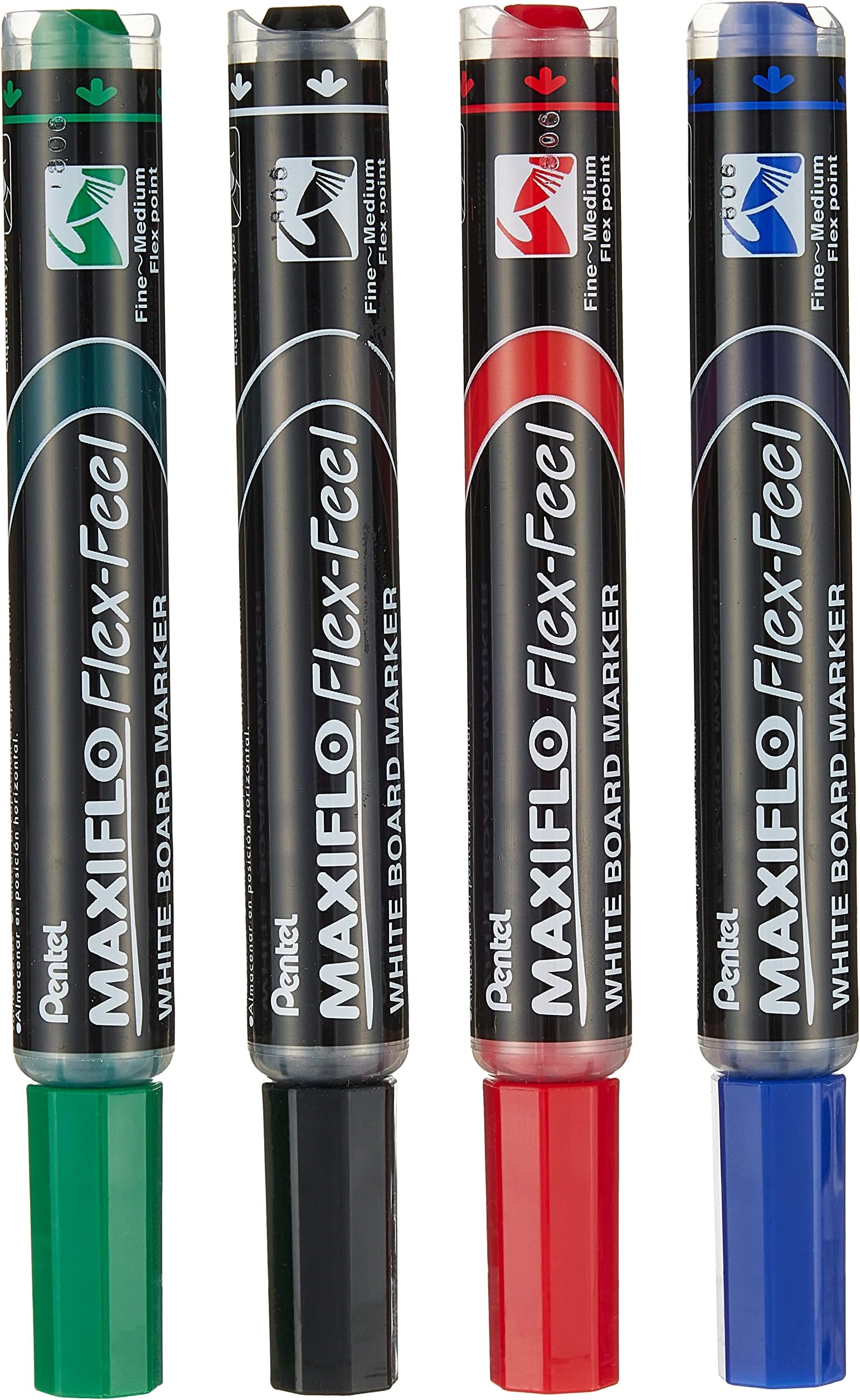 Maxiflo Flex-Feel White Board Marker Wallet 4-Pieces, Assorted