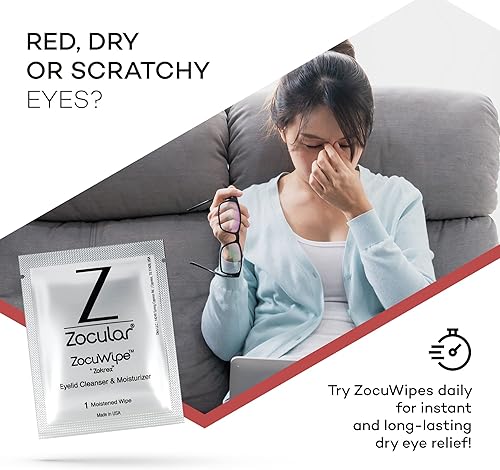 Miniatura 7 de Zocuwipe - Toallitas para párpados con complejo Okra, limpiador de párpados e hidratantes para ojos secos irritados, toallitas para ojos con