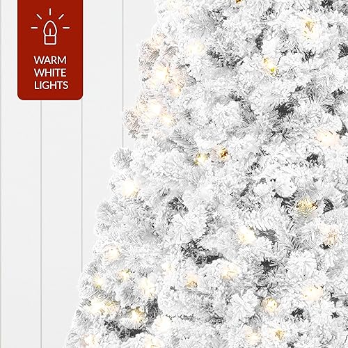 Miniatura 47 de Best Choice Products Árbol de Navidad rosa preiluminado de 6 pies, abeto completo con nieve artificial, decoración navideña con 250 luces, 928