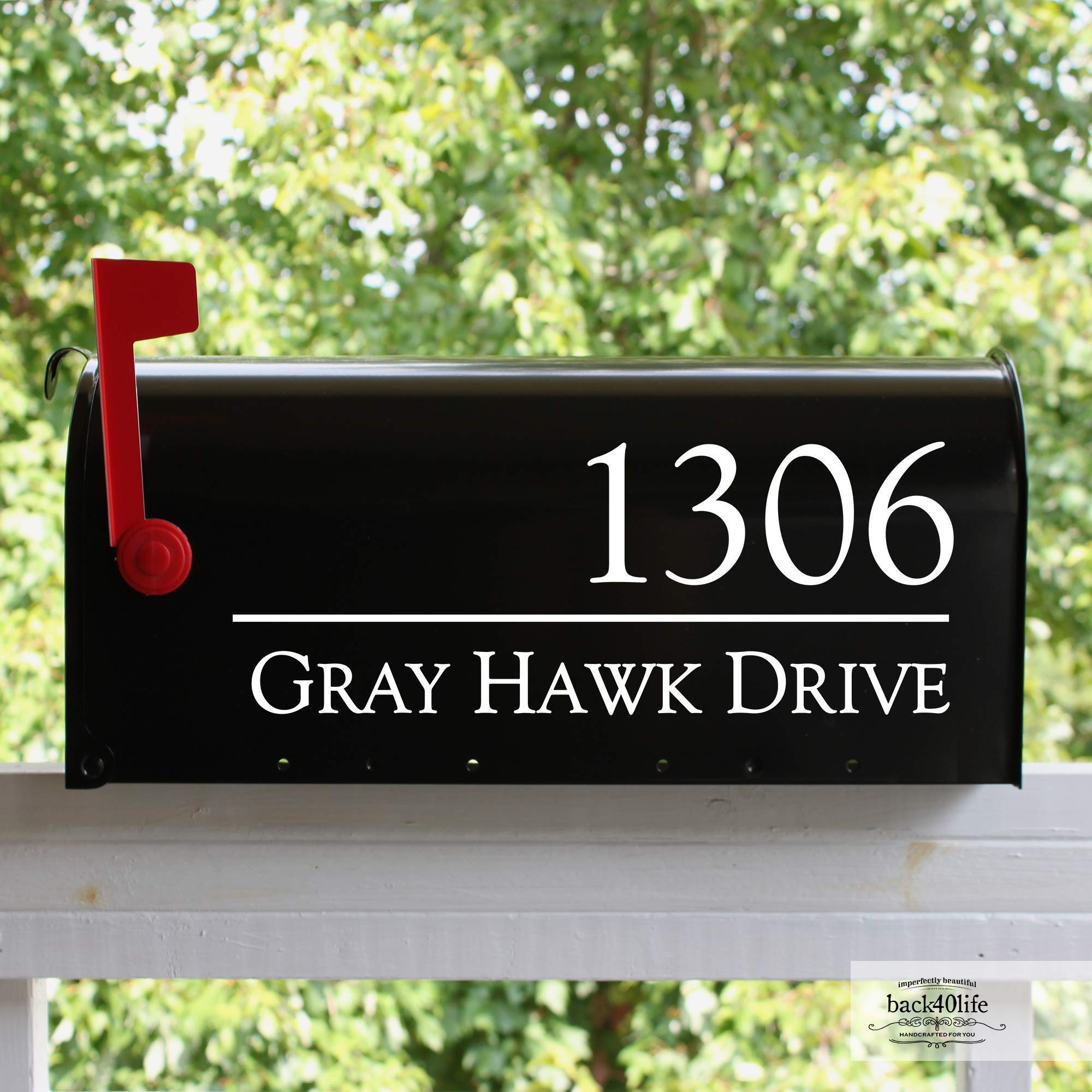 Personalized Mailbox Numbers - Custom Reflective Vinyl Decal for Street Address - Decorative House Numbering - Gift 3DY - Back40Life (Classic Offset)