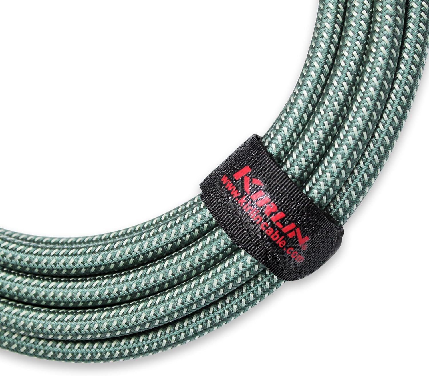 Kirlin Cable IWB-202PFGL-20/OL -20 feet- Straight to Right Angle 1/4-Inch Plug Premium Plus Instrument Cable, Olive Green Tweed Woven Jacket