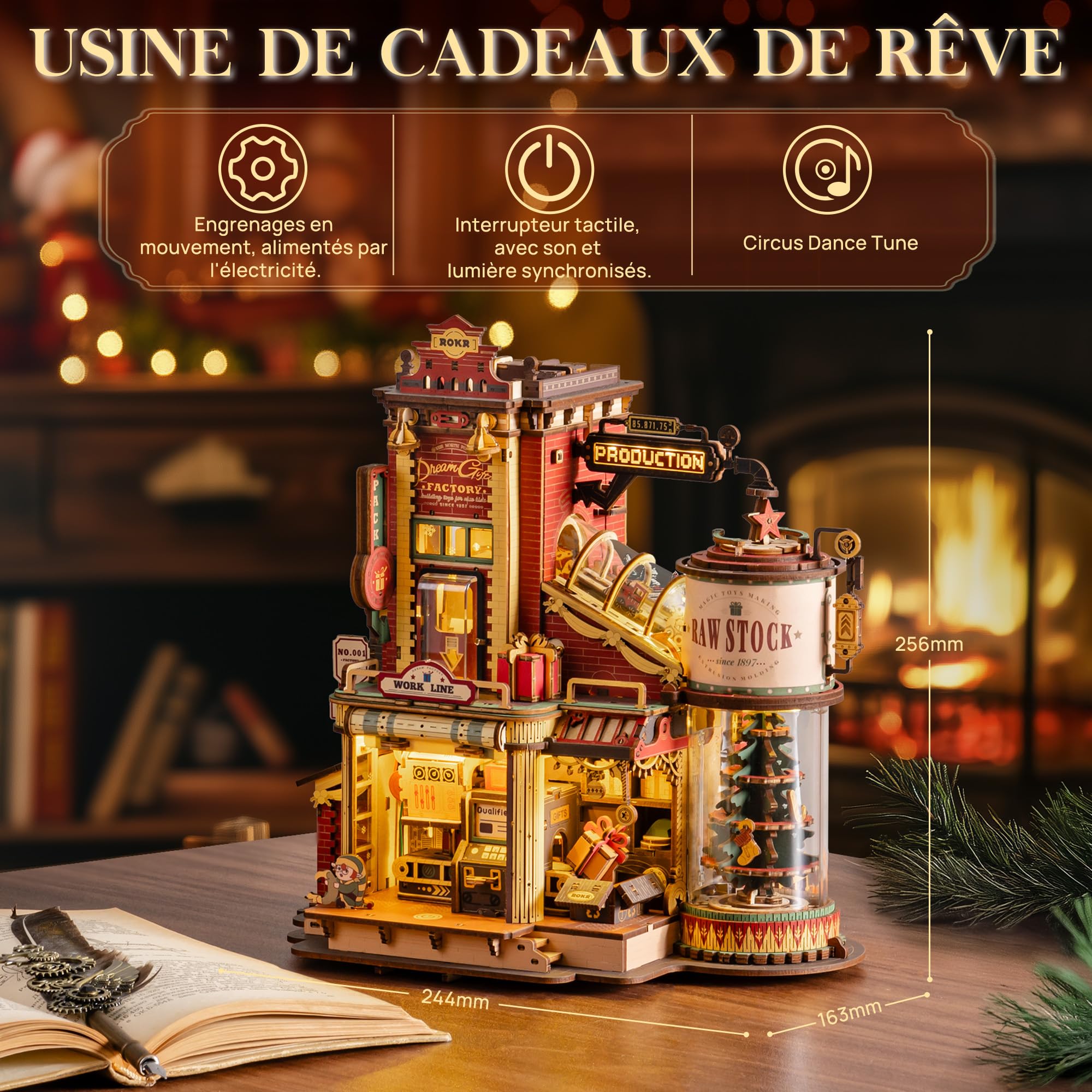 ROKR Puzzle 3D Bois Maquette en Bois a Construire, Fabrique de Cadeaux de Puzzles Mécaniques 3D, Kits de Modèles Musicaux à Construire pour Adultes, Dream Gift Factory, EAB01