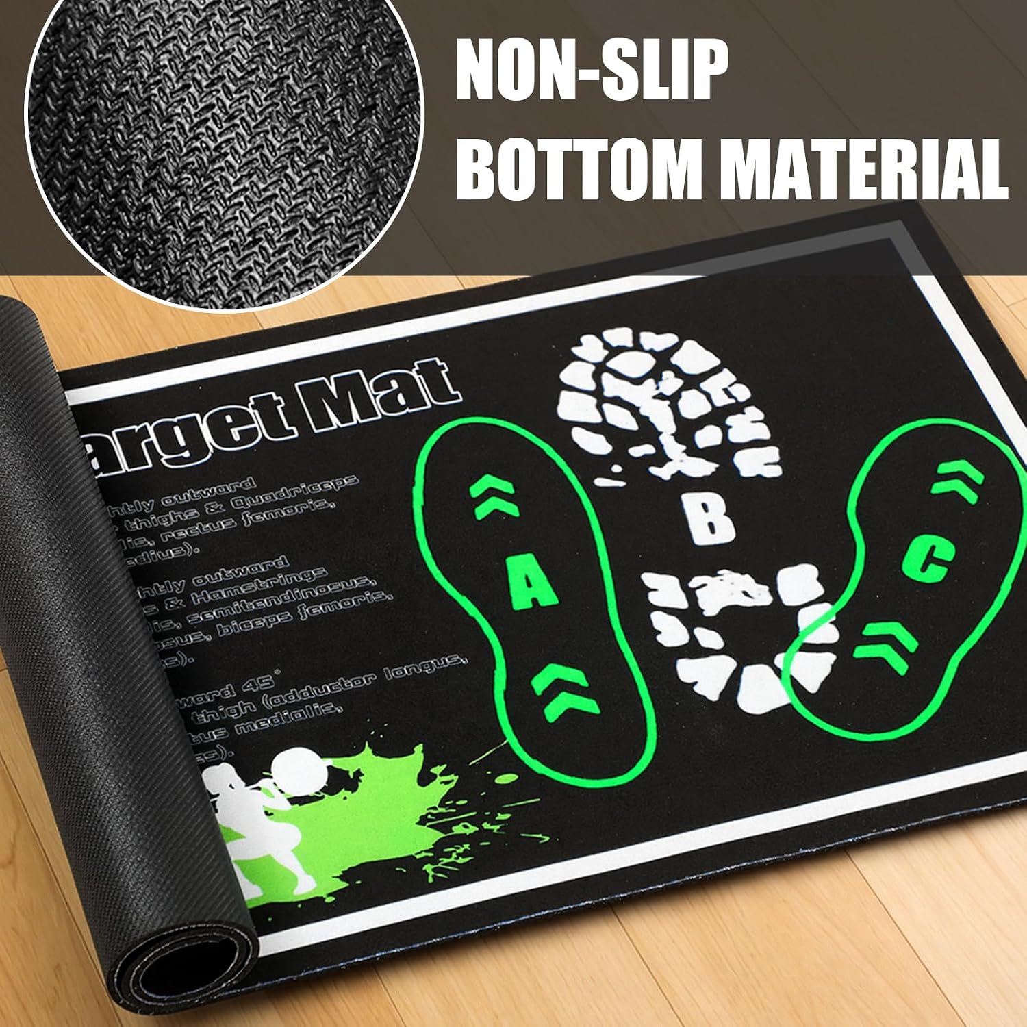 Squat Mat with Foot Position Resistance Bands 31.5'' x 13.8'' Anti-slip Training Mat for Working Out, Squats, Leg Training Lunges, Enhancing Muscle Activation for Home Fitness Enthusiasts