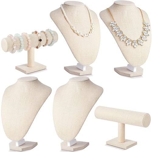 Huquary 6 Pcs Jewelry Display Set Necklace Display Stand T