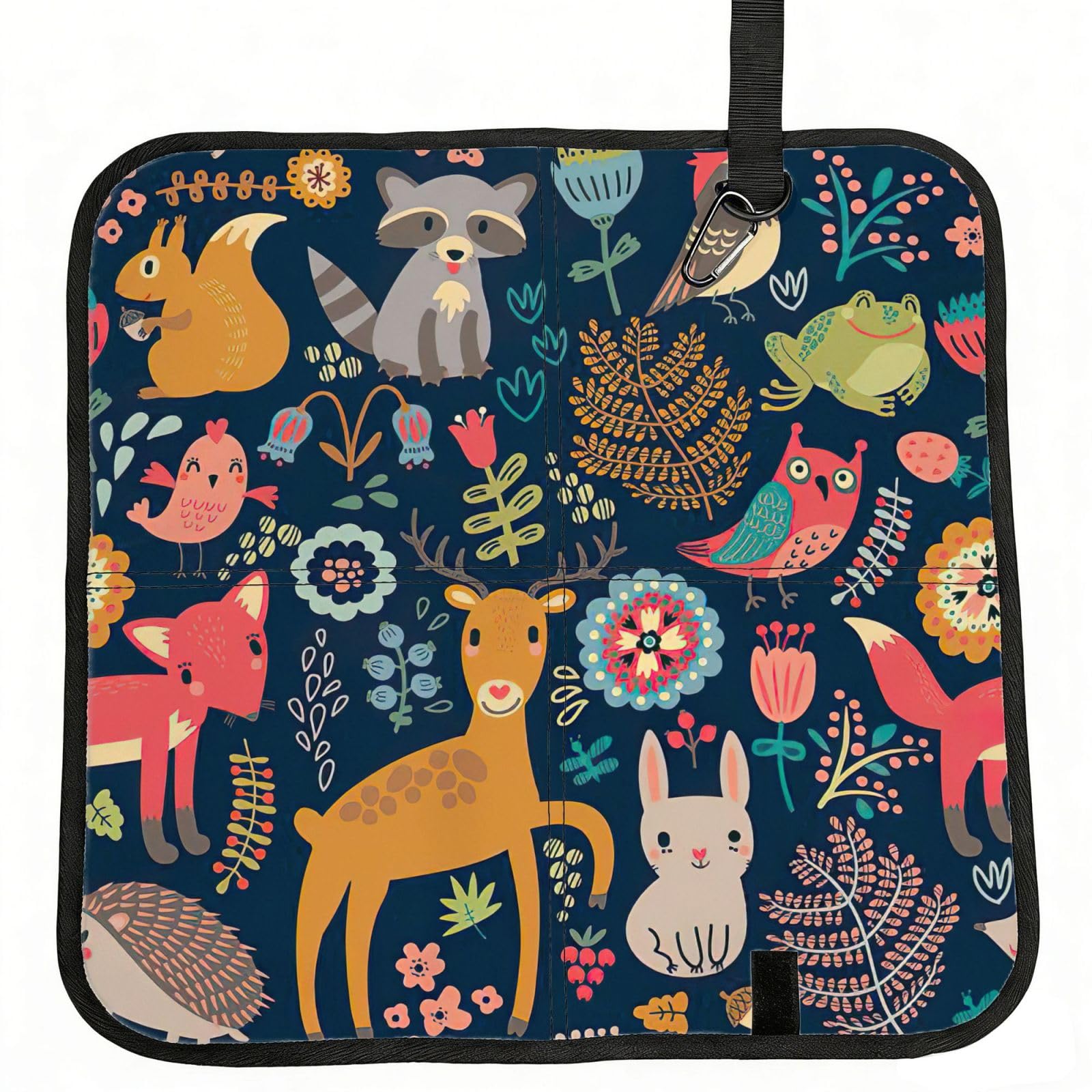 YQxwJL Owl Rabbit Bird Fox Print Foldable Seat Cushion, Oxford And Pvc Waterproof Portable Seat Pad For Outdoor Camping Hiking