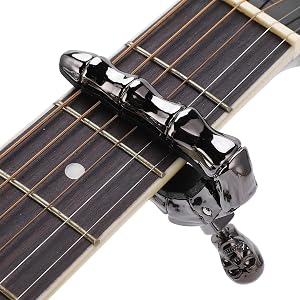 Guitar Capo, Classical Guitar Skull Capo Zinc Alloy Guitar Capo Acoustic and Electric Guitar Skeleton Head Capo for Acoustic Guitar & Electric Guitar Ukulele Banjo Mandolin Bass (black)