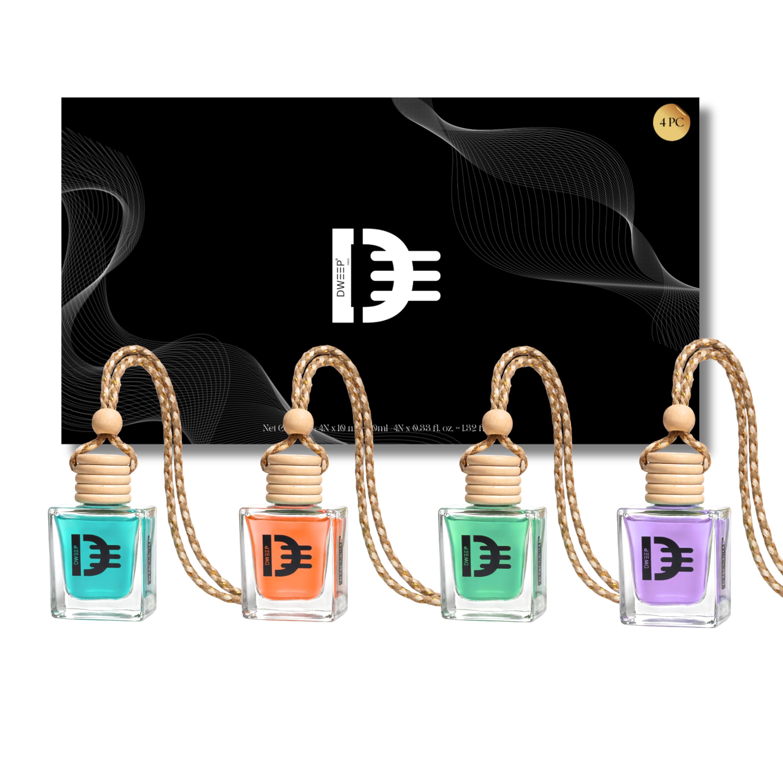 Alpha Series Hanging Car Perfume, White oudh, Black Musk, Cool Aqua, Lavender, Pack of 4-image-40