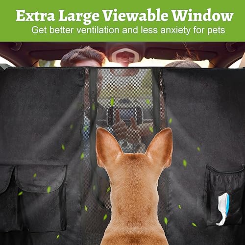 Miniatura 3 de Barrera de red para automóvil para SUV, barrera para mascotas con cuerda ajustable y bolsa de almacenamiento, barrera de valla para perros para