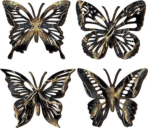 Miniatura 8 de Qunclay 4 piezas de decoración de pared de madera de mariposa grande, arte modernista de madera, moderno, colgante, bohemio, decoración del hogar,