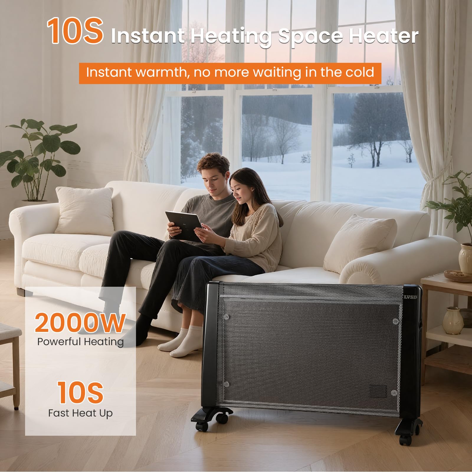 Raumheizgerät, 2000-W-Elektroheizgerät mit 3 Heizstufen und Thermostat, Kipp- und Überhitzungsschutz, tragbares Heizgerät für Zuhause, Büro und den Innenbereich