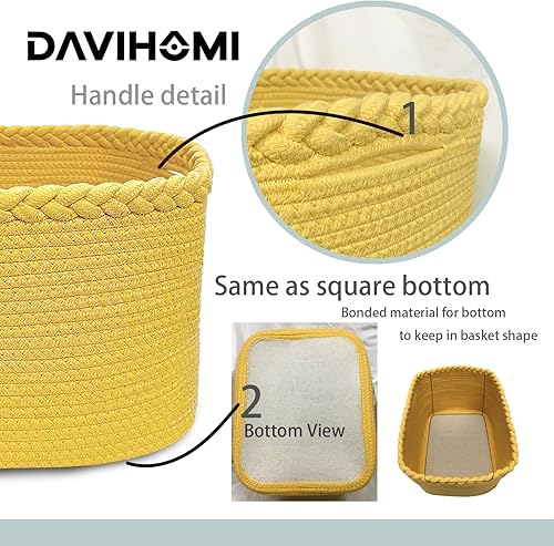 Miniatura 4 de Cesta rectangular de cuerda de algodón tejida para almacenamiento, cestas de regalo para asas, cestas de almacenamiento de tela para organizar, 13.5