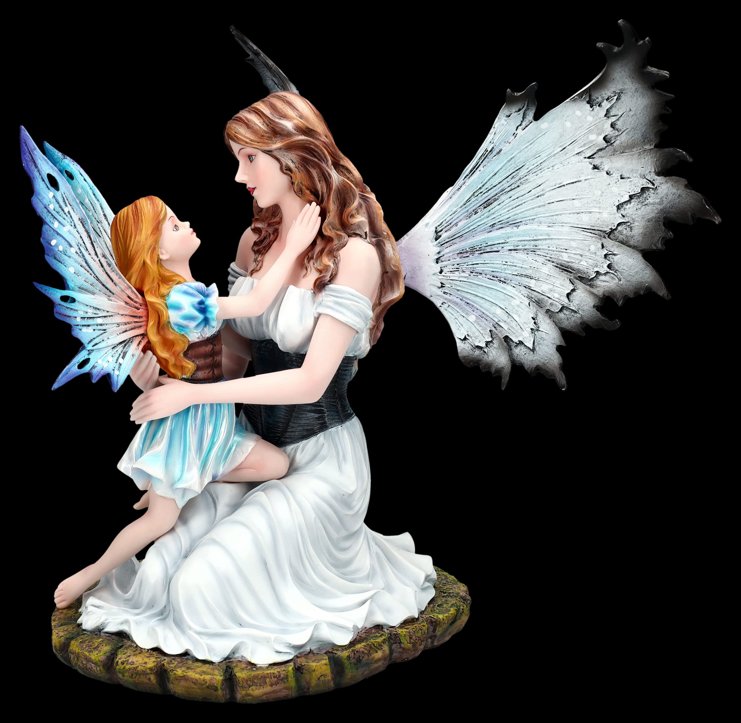 Figura de elfo toma hija en brazo 28 cm | madre hijo hada estatua ángel