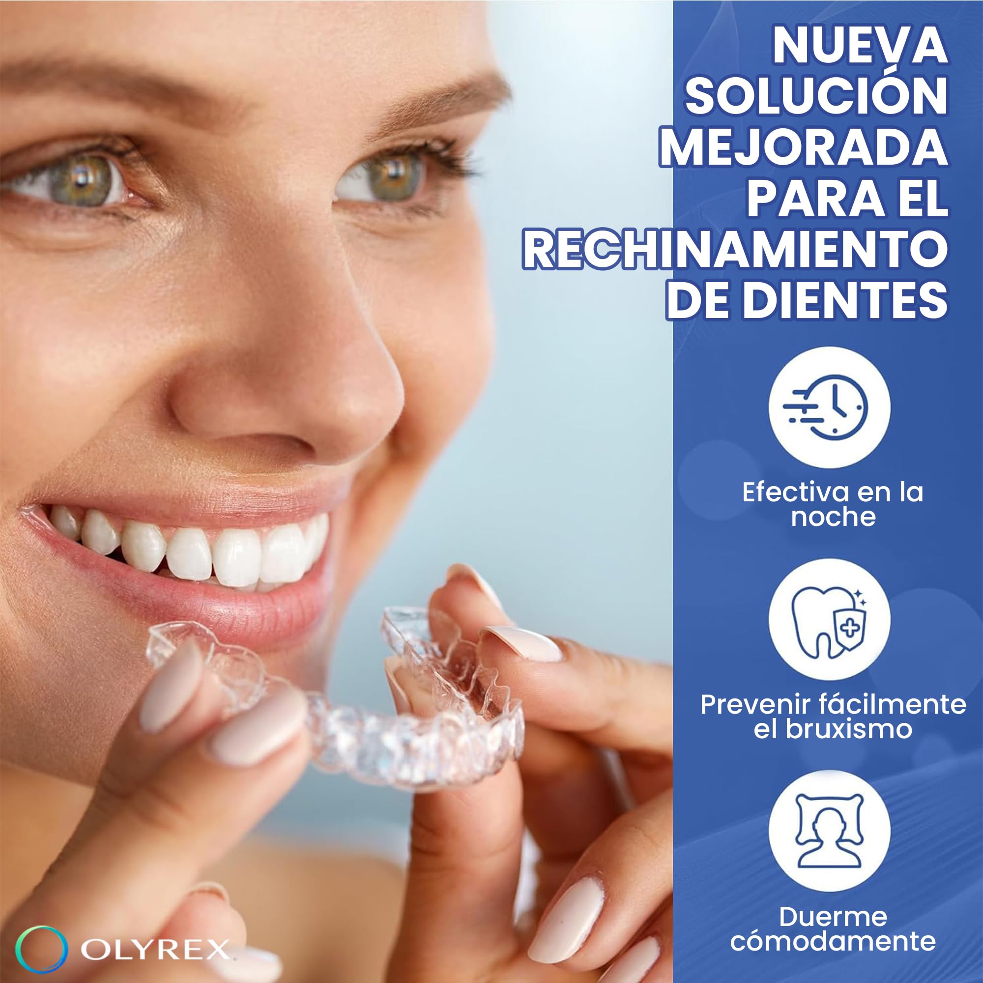 Ferula Descarga Bruxismo 4 Piezas 2 Tamaños – Protector Bucal para Bruxismo y Antironquidos – Férula Dental Noche Ajustable, Moldeable y Reutilizable – Protección contra Rechinar de Dientes – OLYREX® - 3