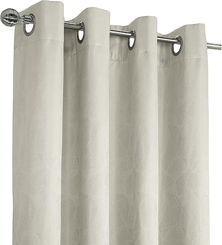 Miniatura 3 de Loft Living Panel de cortina Jacquard con ojales Emerald Total Blackout de 52 x 108 pulgadas, color blanco