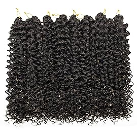 8 Packs Curly Crochet Hair GoGo Curl Crochet hair for Black Women Deep Wave Braiding hair,Synthetic Bohemian Crochet Braid Water Wave Crochet hair Extensions (1B, 24inch)