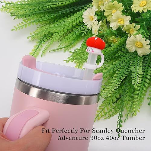 Miniatura 9 de Raymall Stanley Cup H2.0 - Juego de 8 tapones antiderrames de silicona para Stanley Cup H2.0 de 40 oz30 onzas, con tapa de popote transparente,