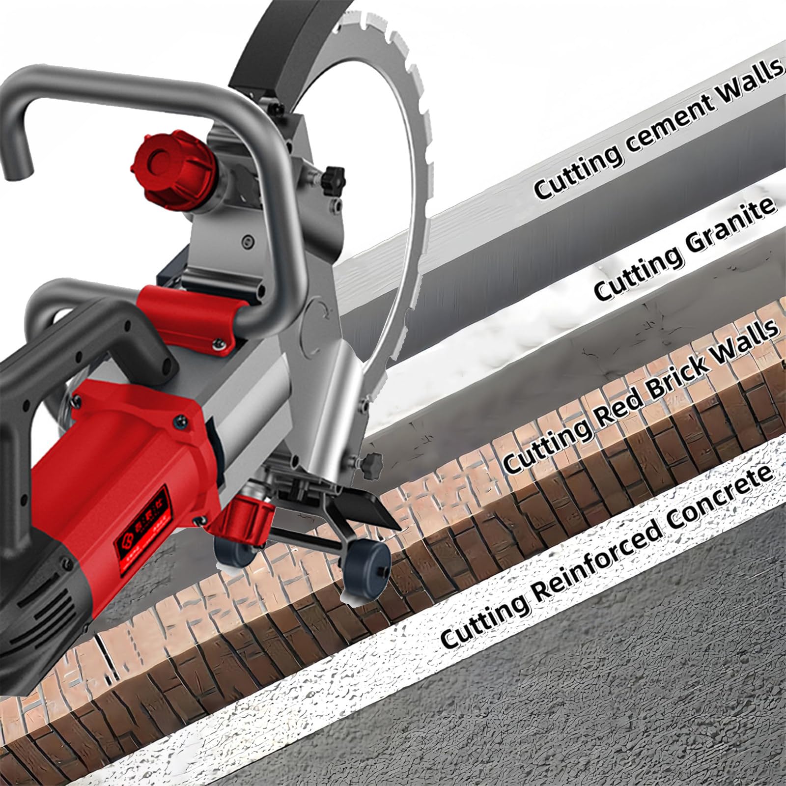 Sierra Eléctrica para Hormigón de 14 Pulgadas con Supresión de Polvo Alimentado por Agua, Cortadora de Paredes Grandes de 8800 W/9500 W para Granito, Madera y Piedra,8800W-2Saws