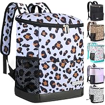 Wolka Cooler Backpack 30 Cans,Portable Backpack Coolers Insulated Leak Proof,Waterproof Soft Sided Cooler Bag for Travel,Beach,Camping,Picnic,Lunch Backpack for Women (Snow Leopard)