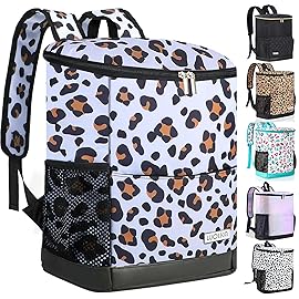 Wolka Cooler Backpack 30 Cans,Portable Backpack Coolers Insulated Leak Proof,Waterproof Soft Sided Cooler Bag for Travel,Beach,Camping,Picnic,Lunch Backpack for Women (Snow Leopard)