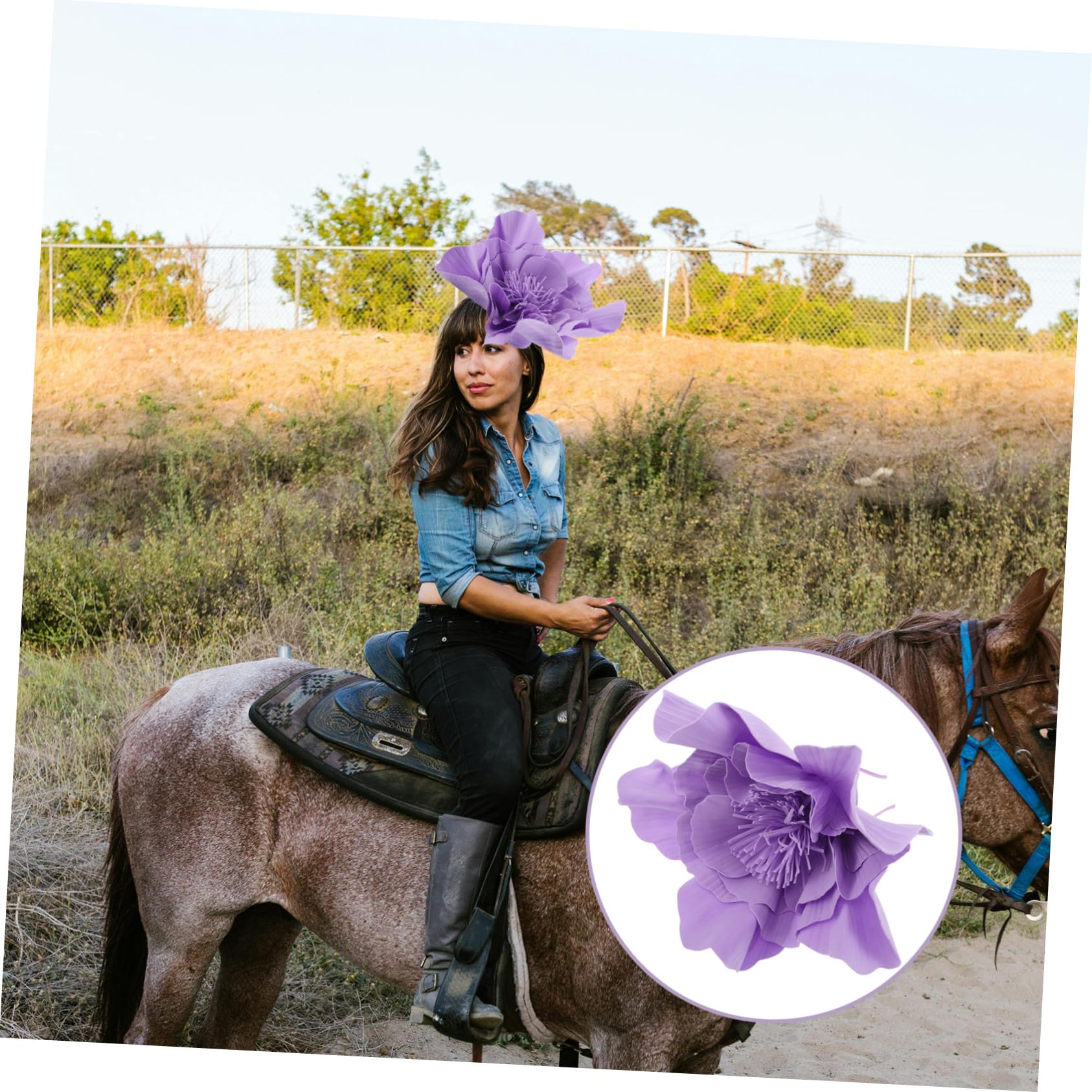 Gatuida Diadema con Gran Flor Artificial Morada Tocado Floral Elegante para Mujer Accesorio de Pelo para Bodas Fiestas y