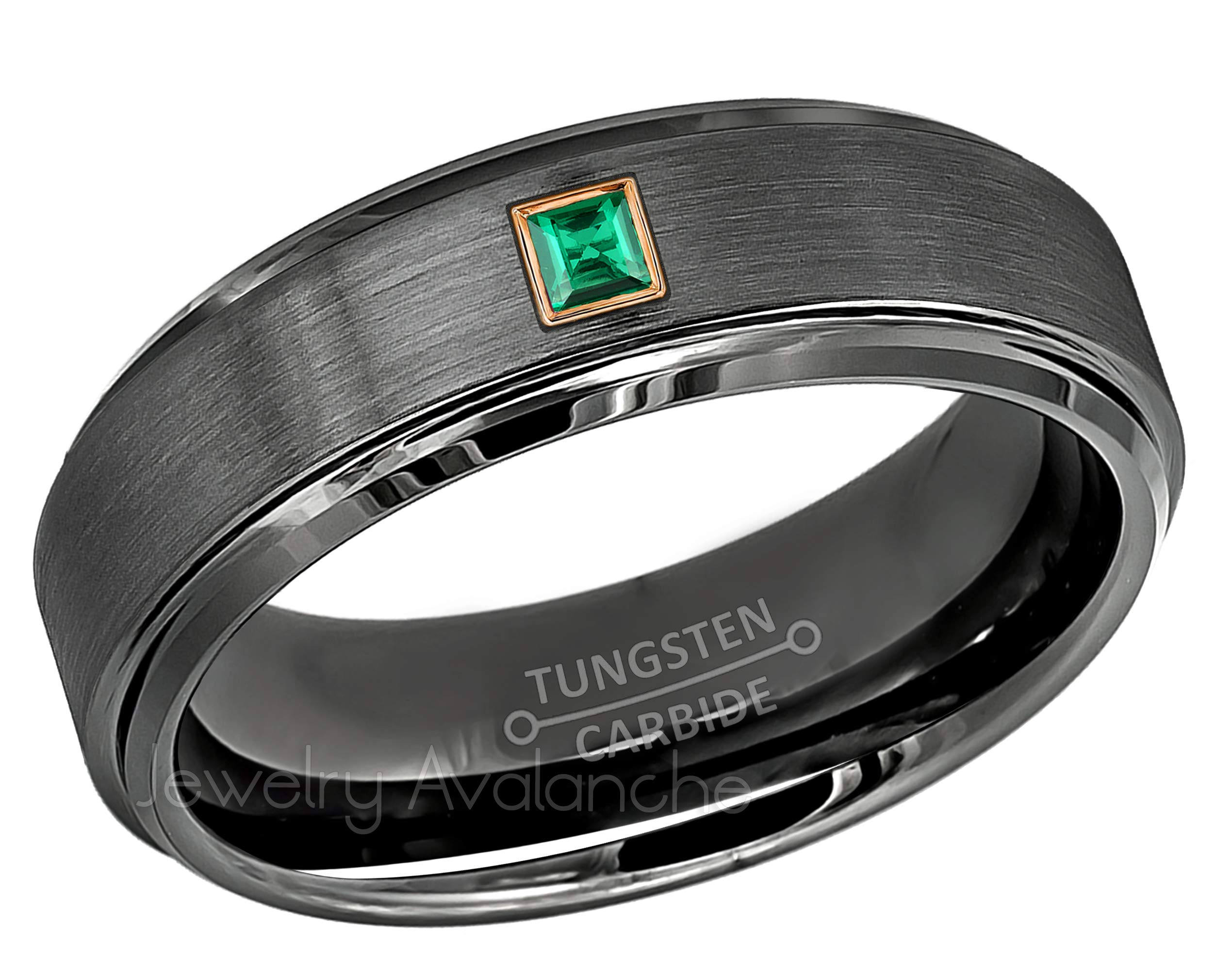 6mm Brushed Gunmetal Tungsten Carbide Wedding Band with 0.05ctw 