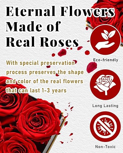 Miniatura 2 de Changshunqi Flores Eternamente Frescas, Rosas Preservadas en una Caja, Flores de Rosa Eterna para Entrega, Rosas Preservadas para Siempre, Regalos