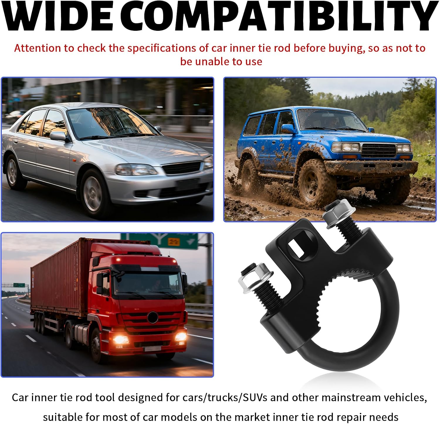 3/8" Drive Inner Tie Rod Removal Tool with U-Shaped Teeth,Anti-Slip Inner Tie Rod Tool for Quick Dismantle & Installation,Universal Ties Rods End Tools for Cars,SUVs,Trucks
